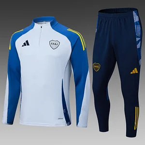 2024/2025 Boca Juniors Half-Pull Training Suit Gray Blue Sleeves Jersey 1:1 Thai Quality