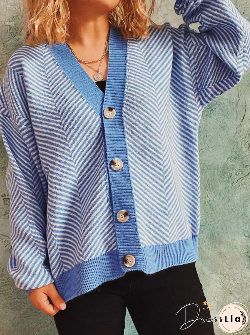 Autumn Winter Casual Long Sleeved Sweater Women's Contrast V-neck Cardigan Jacket Office Lady Cropped Cardigan Coats Tops