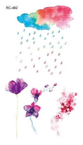 52 Kinds Watercolor Flora Lavender Waterproof Fake Tattoos Temporary Women Arm Chest Ankle Stickers Floral Body Art Tatto Flower