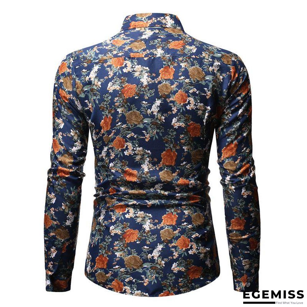 AliExpress wish Hong New style Foreign trade Men'S Wear fashion printed Fold-down collar Plus-sized men's long-sleeve shirt | EGEMISS