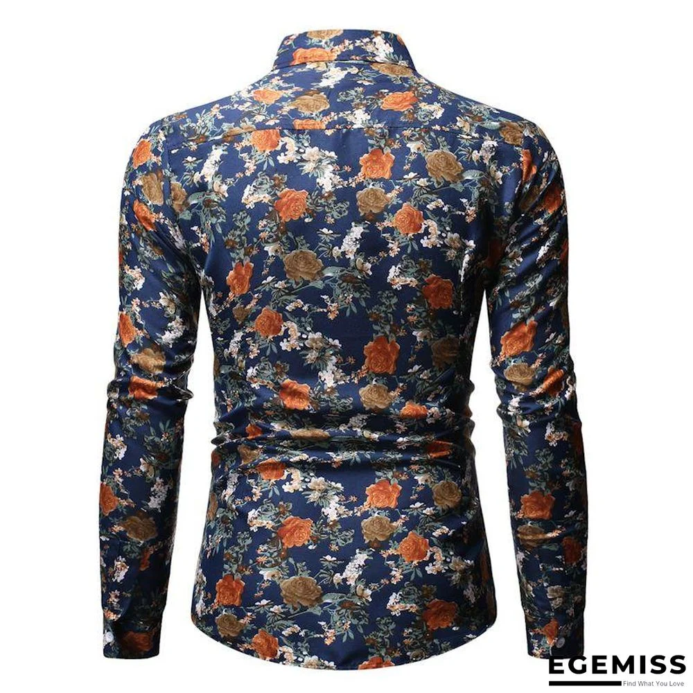 AliExpress wish Hong New style Foreign trade Men'S Wear fashion printed Fold-down collar Plus-sized men's long-sleeve shirt | EGEMISS
