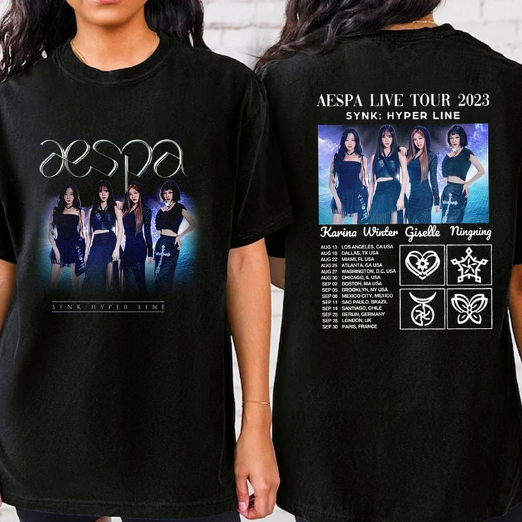 Aespa 2023 ‘synk Hyper Line Tour City Poster T Shirt