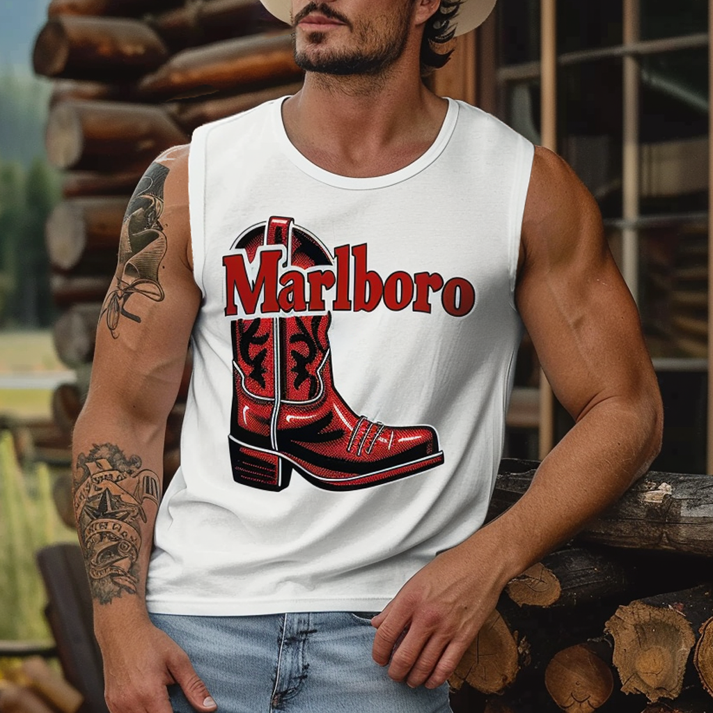  Classic Cowboy Boot Graphic Tank Top for Men