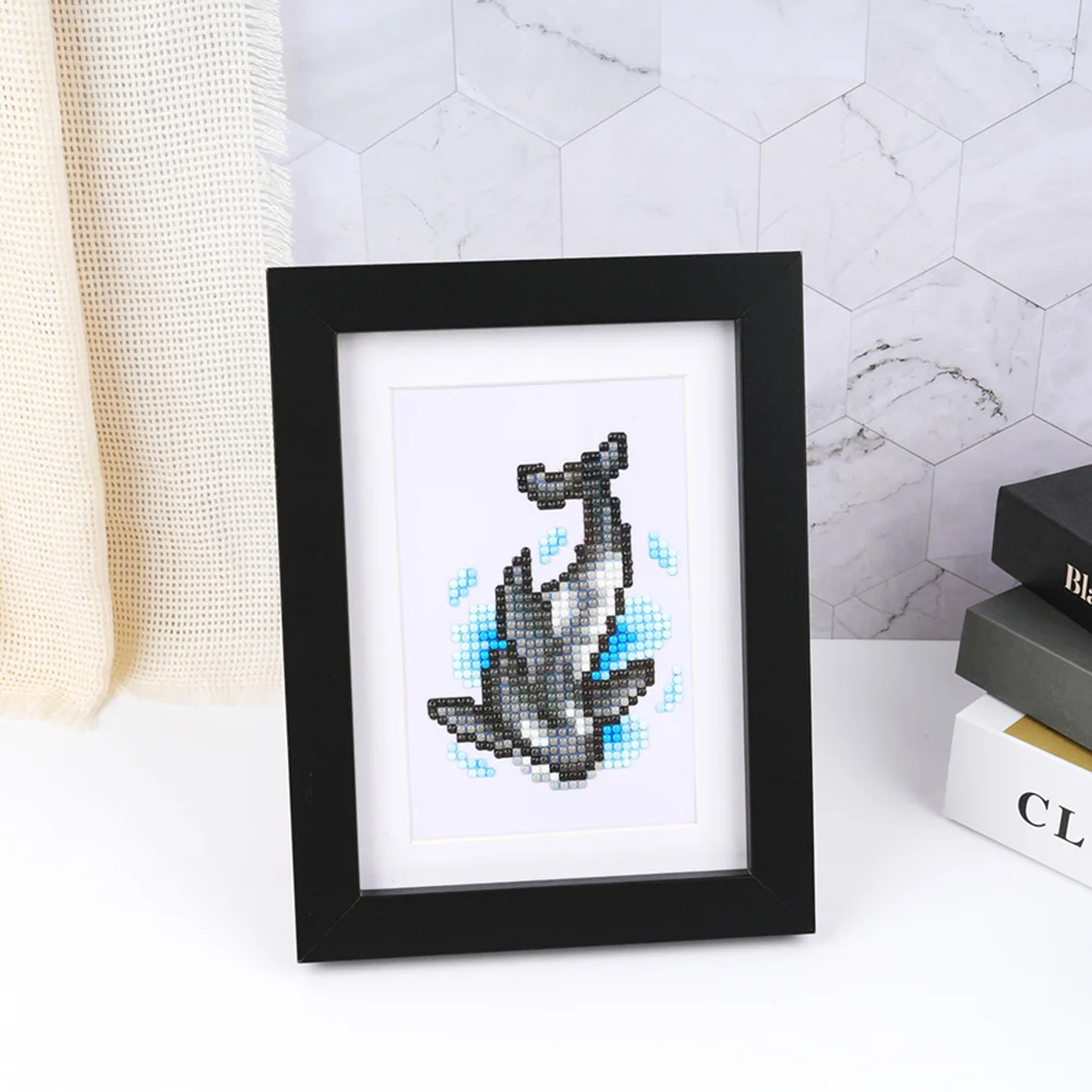 8pcs Marine Animal DIY Mini Partial Round Diamond Painting Set Desktop Decor No Frame(12*17cm)