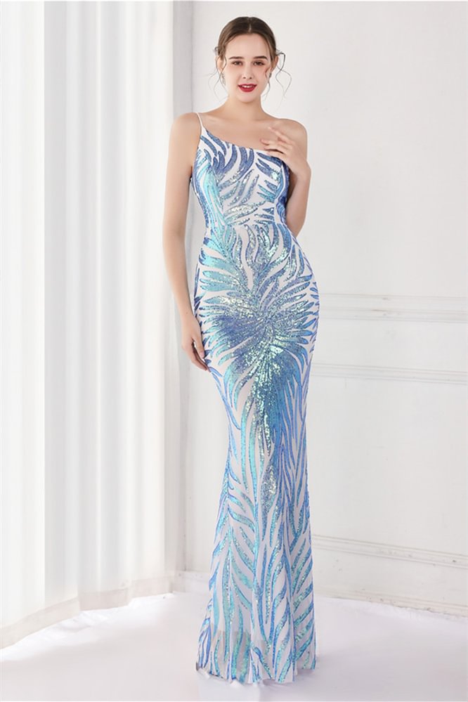 Bellasprom One Shoulder Sequins Mermaid Prom Dress Sleeveless Online