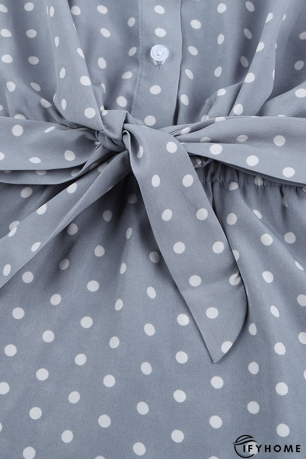 Polka Dot Shirt Collar Short Sleeve Mini Dress | IFYHOME