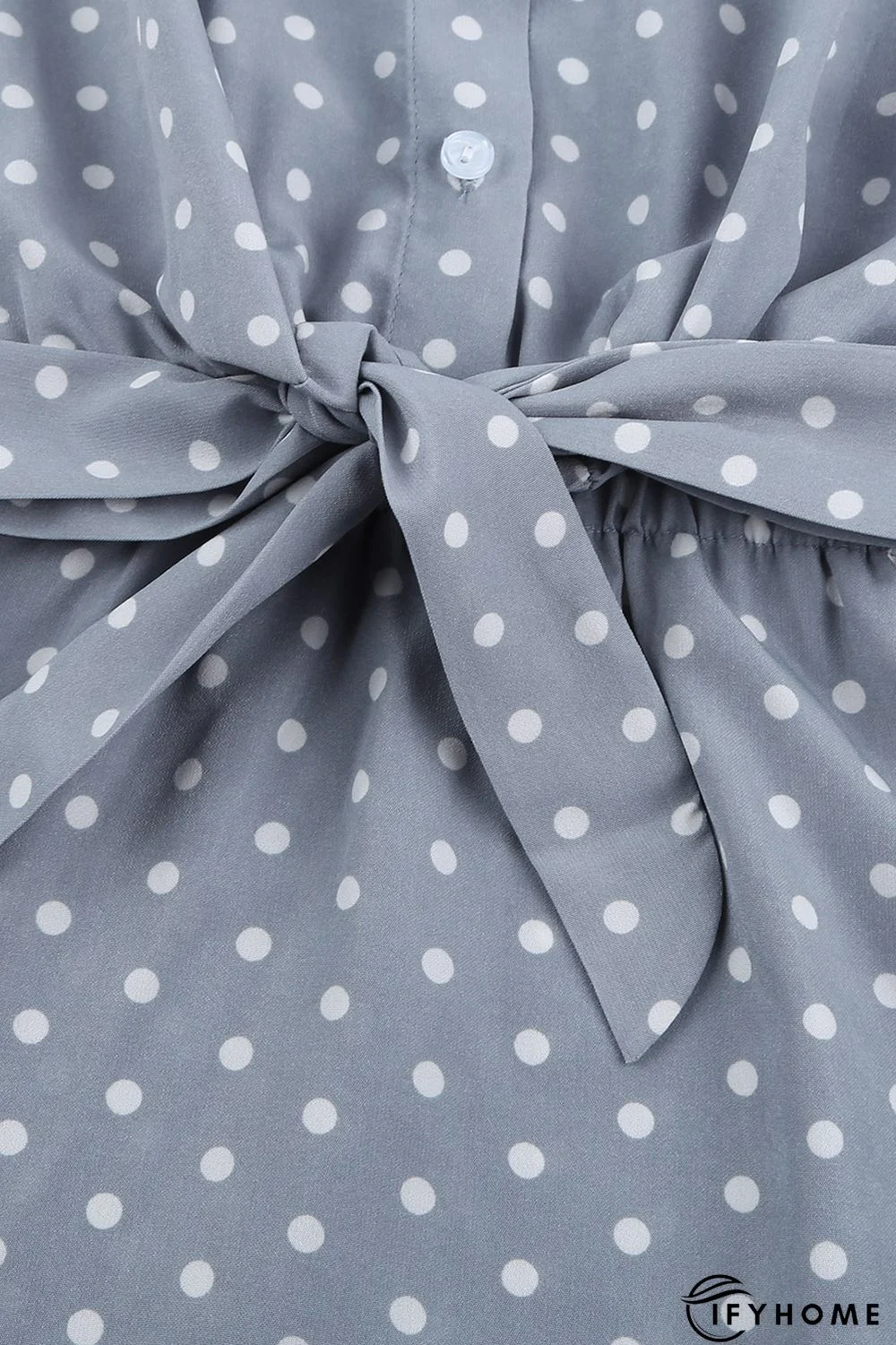 Polka Dot Shirt Collar Short Sleeve Mini Dress | IFYHOME