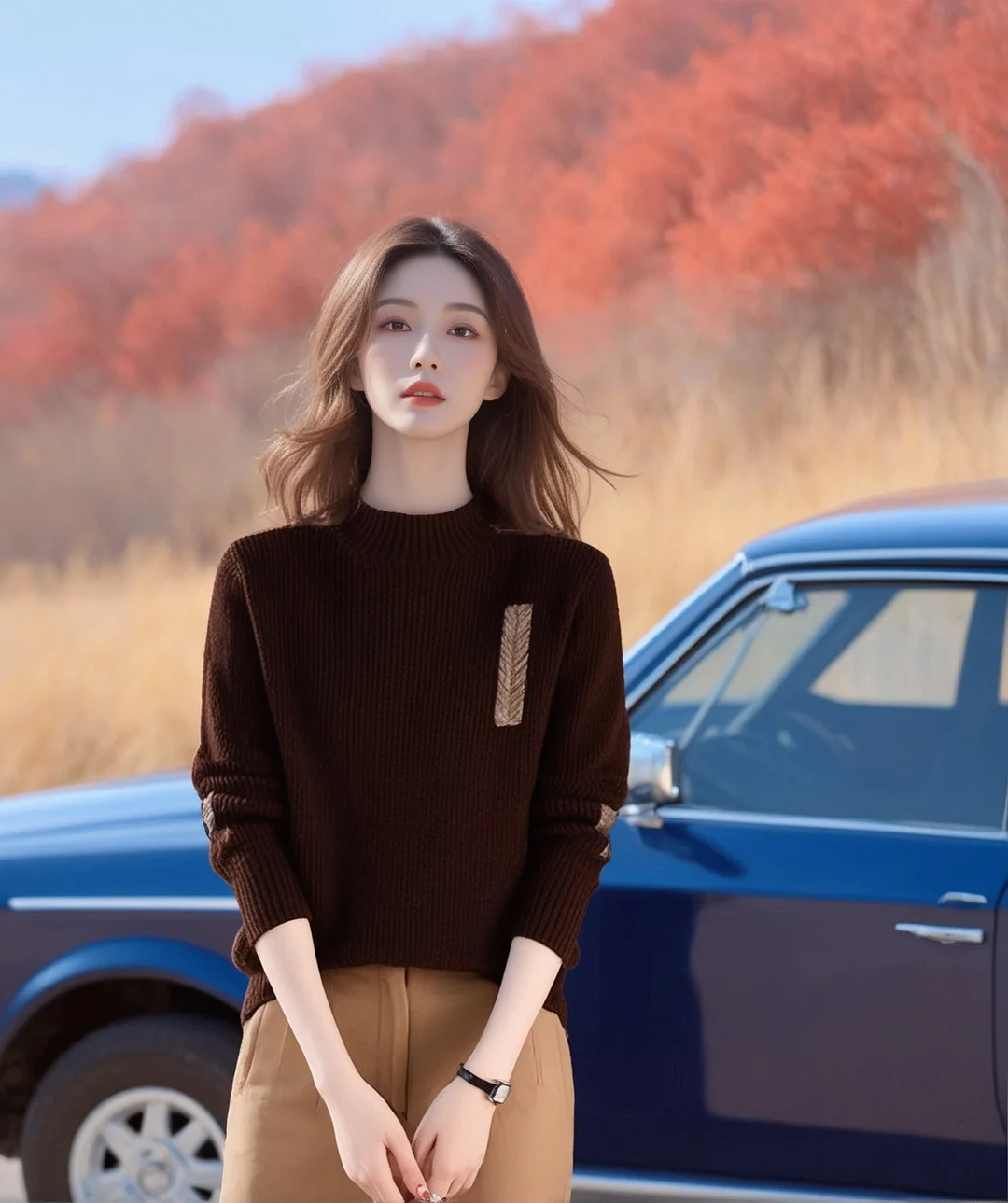 Athvotar Athvotar Red Sweater Women's Autumn And Winter Thick Knitted Shirt Fashion Life Year Short-Lived In The Middle Of The Year To Play The Bottom Shirt