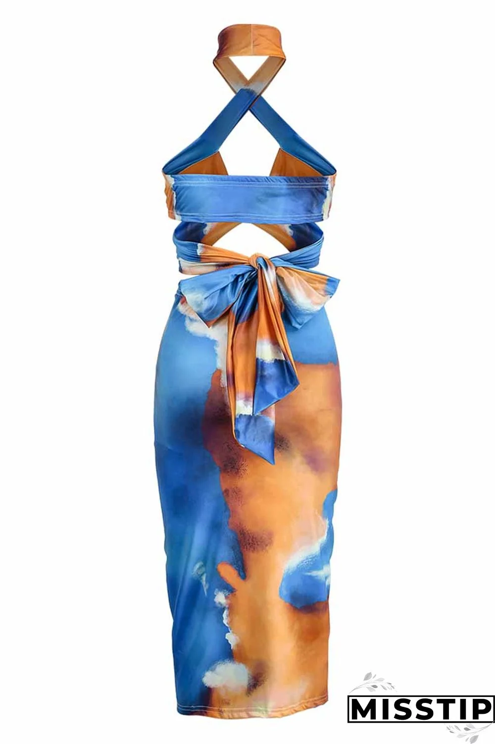 Leopard Print Fashion Street Print Patchwork Halter Sleeveless Two Pieces