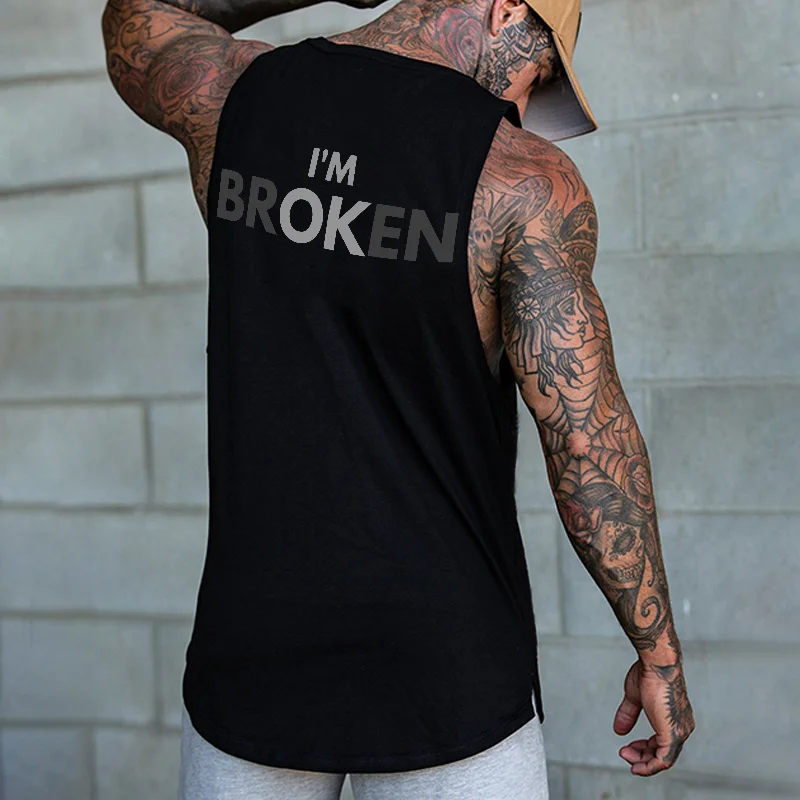 I'M Broken Printed Men's Vest -  UPRANDY