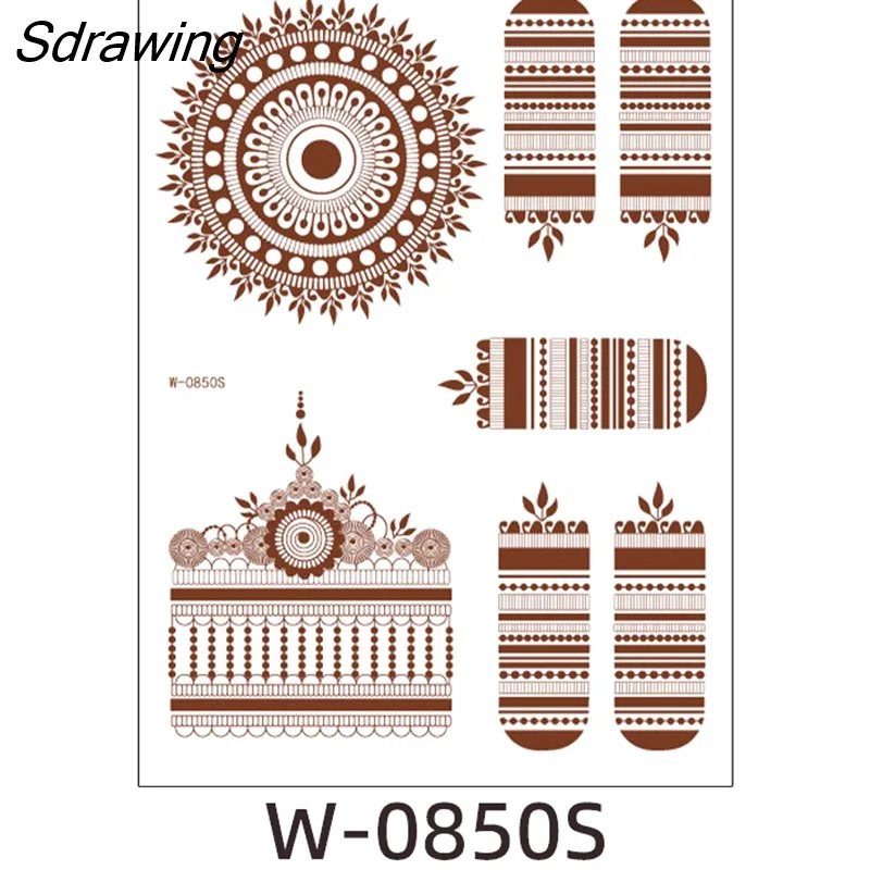 Sdrawing Henna Lace Temporary Tattoo Sticker Butterfly Mehndi Flower Fake Tattoo for Women Feather Flora Sexy Henna Design Stickers