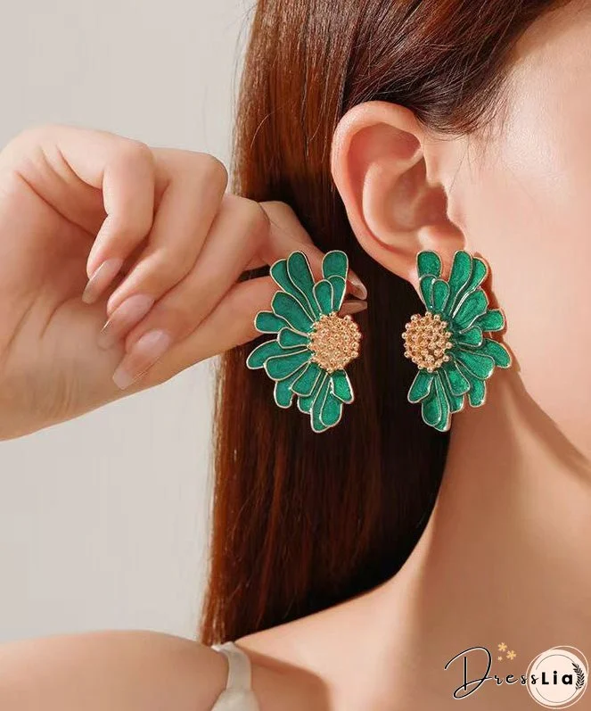 Oversize Black Sterling Silver Alloy Little Daisy Stud Earrings