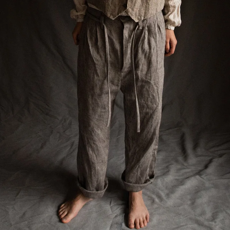 Vintage Gray Linen Work Pants