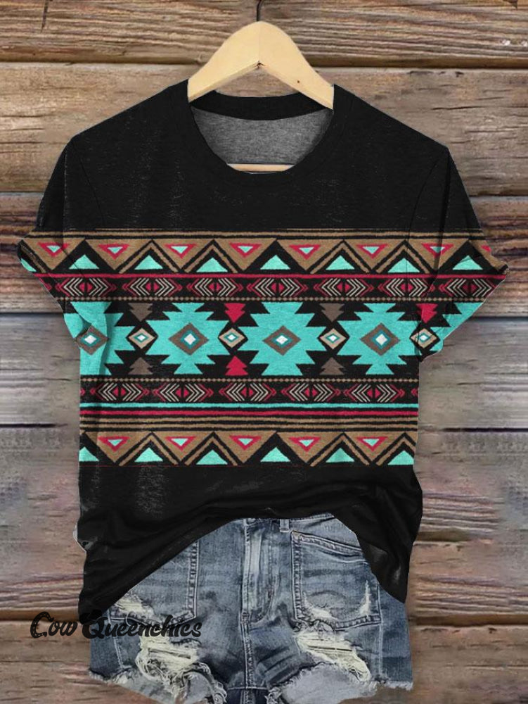 Western Vintage Print T-Shirt Multicolor / S