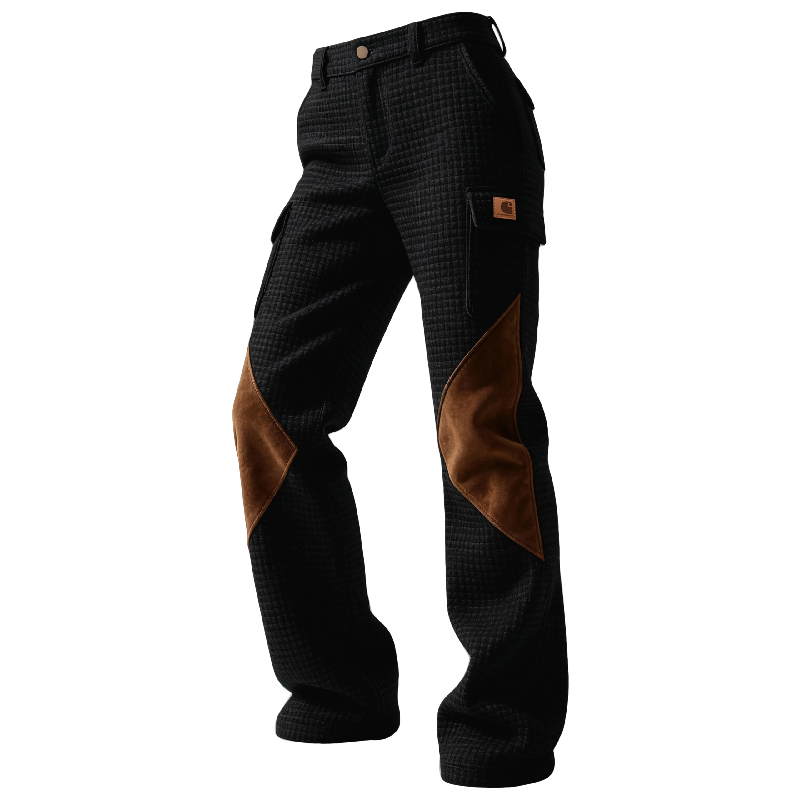 Women's Retro Western Waffle Contrast Suede Track Pants