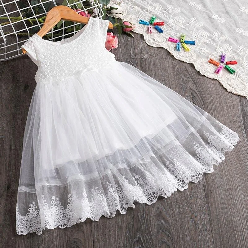 3-8T Summer Elegant Flower Lace Dress For Girl Princess Party Wedding Dress Ceremony Prom Gown Communion Teen Girl Clothes