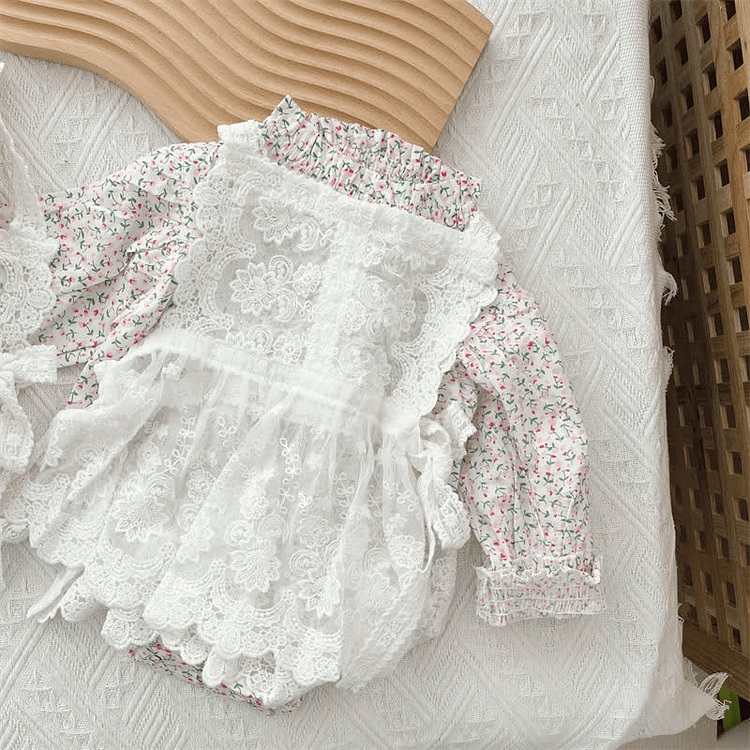 Baby Floral Lace Panel Bodysuit