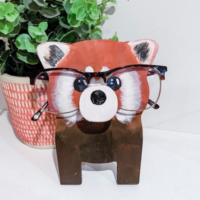 WoodyOrnament Handmade Glasses Stand Red Panda