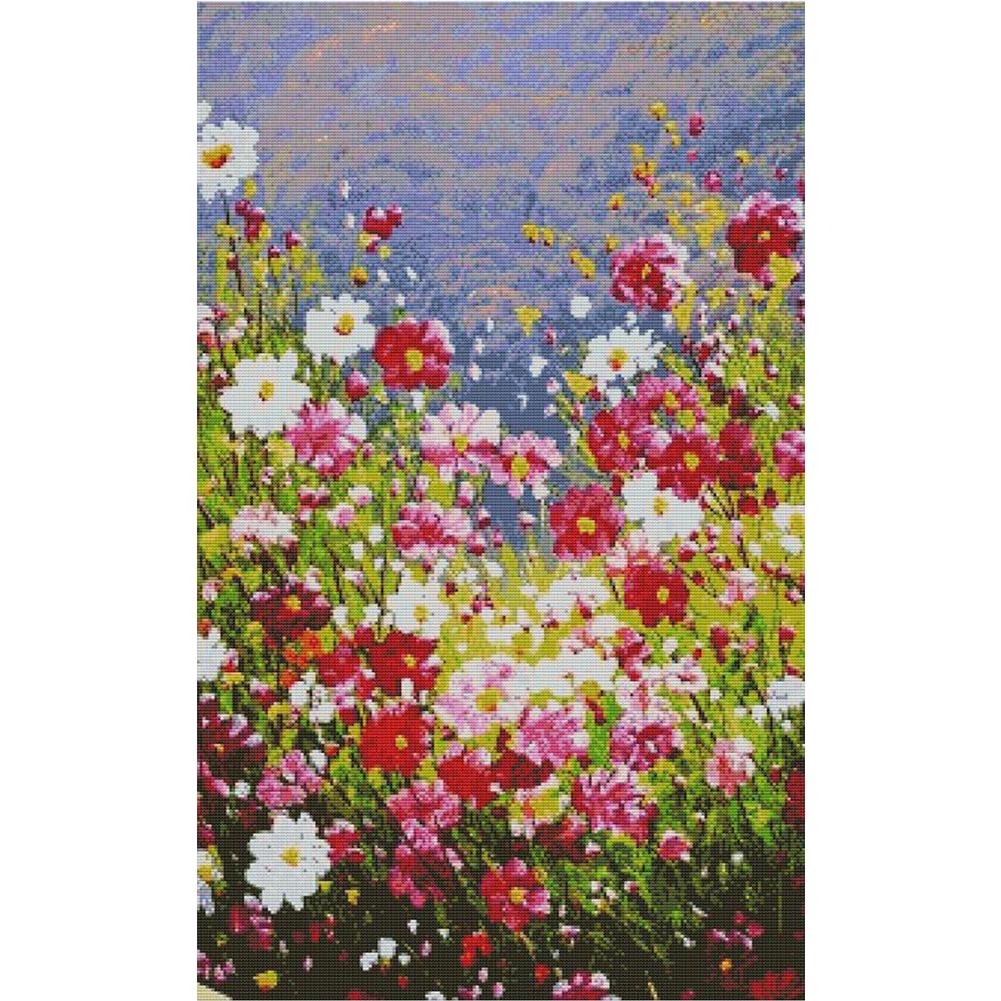 

Garden flowers - 14CT Stamped Cross Stitch - 69*45cm, 501 Original