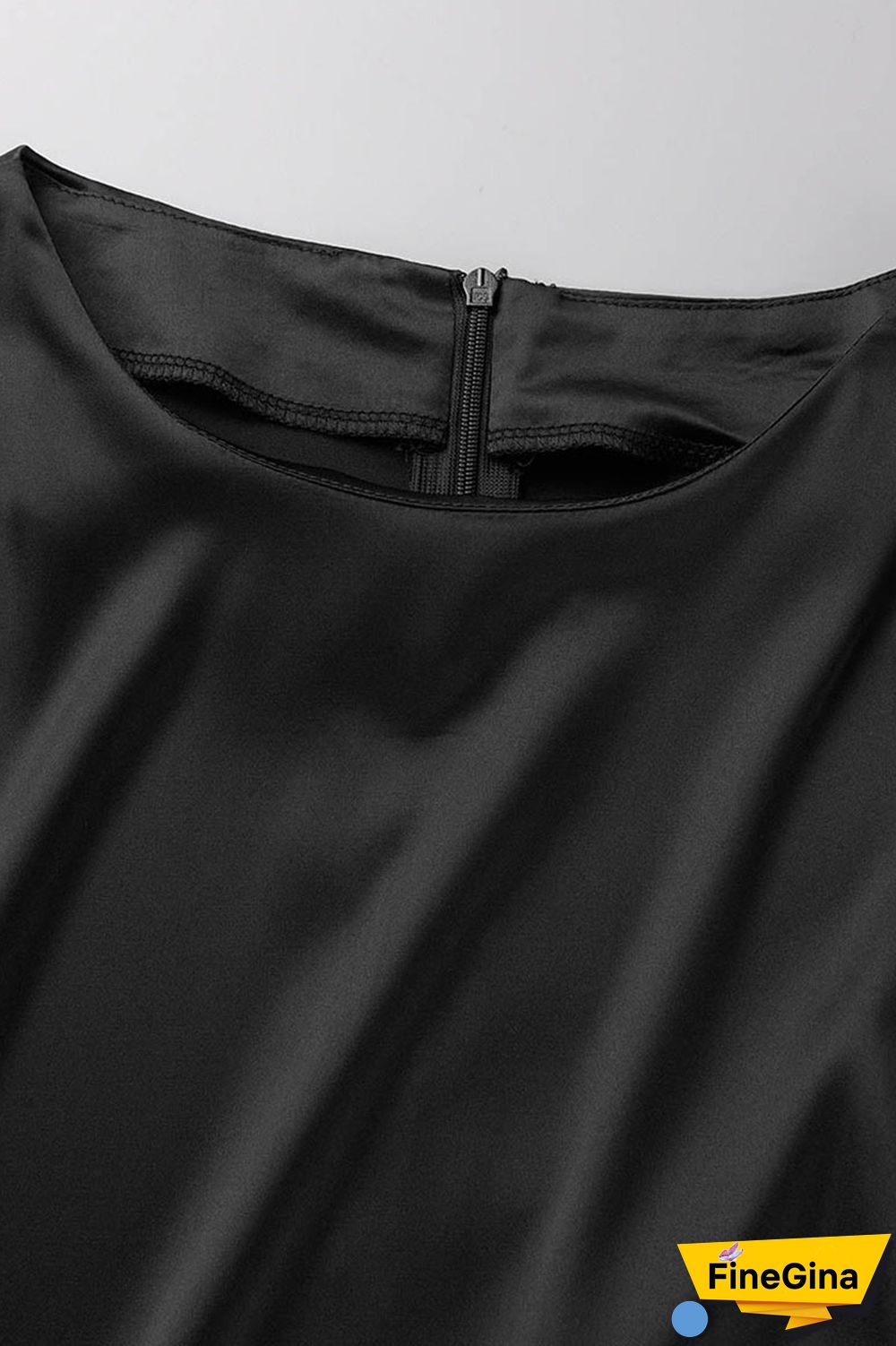 Black Casual Solid Patchwork Fold O Neck Straight Dresses