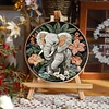 Elephant-DIY Embroidery Kit with Pattern Cotton Threads Needles Hoop 30*30cm/11.81*11.81in