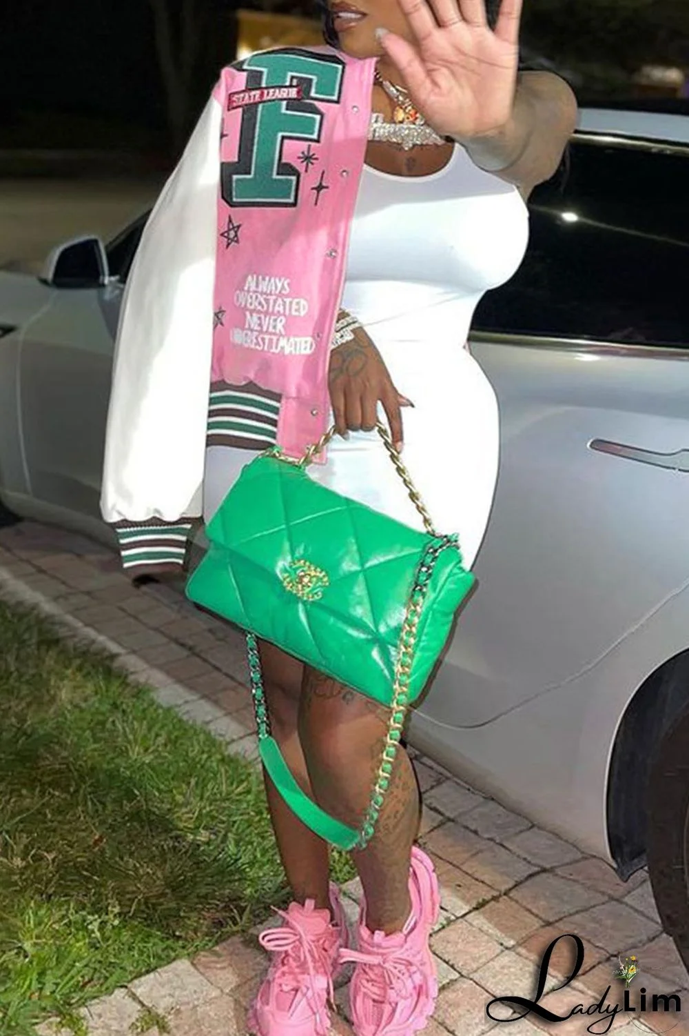 Pink Casual Print Patchwork Buckle Outerwear