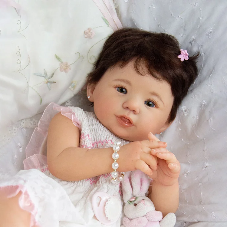  [New Series] 20" Real Looking Lifelike Awake Weighted Reborn Baby Girl Doll Sduto Set with Clothes and Bottle - Reborndollsshop®-Reborndollsshop®