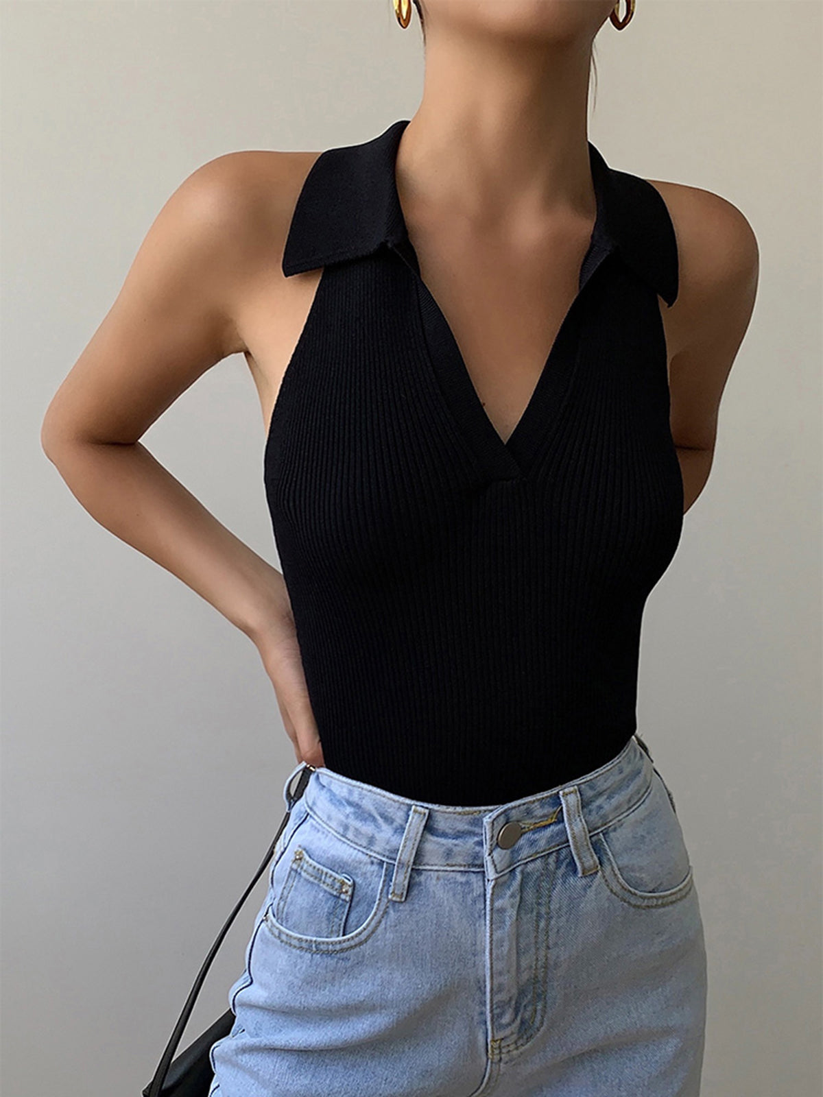 Rotimia Ribbed Polo Tank Top