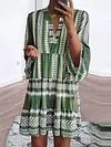 Long Sleeves Green V-neck Mini Dresses