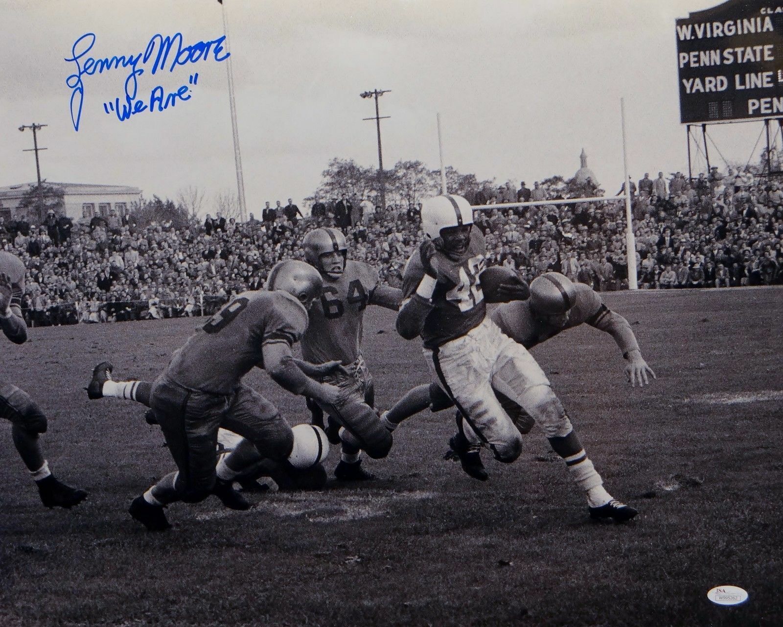 Lenny Moore Signed Penn State 16x20 Running Photo Poster painting W/ We Are