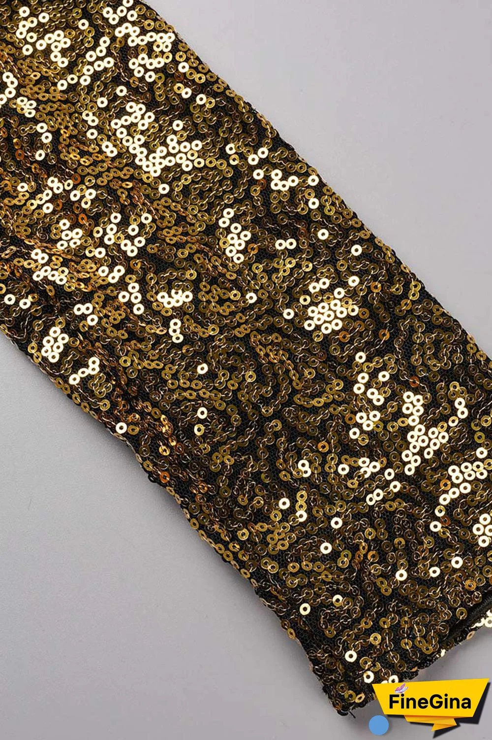 Champagne Sexy Solid Sequins Patchwork O Neck Long Sleeve Two Pieces