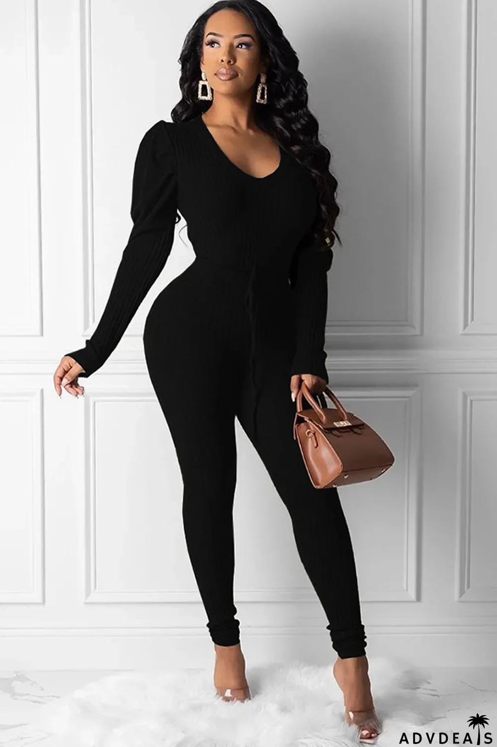 Army Green Polyester Casual Solid Patchwork Two Piece Suits pencil Long Sleeve Two-piece Pants Set