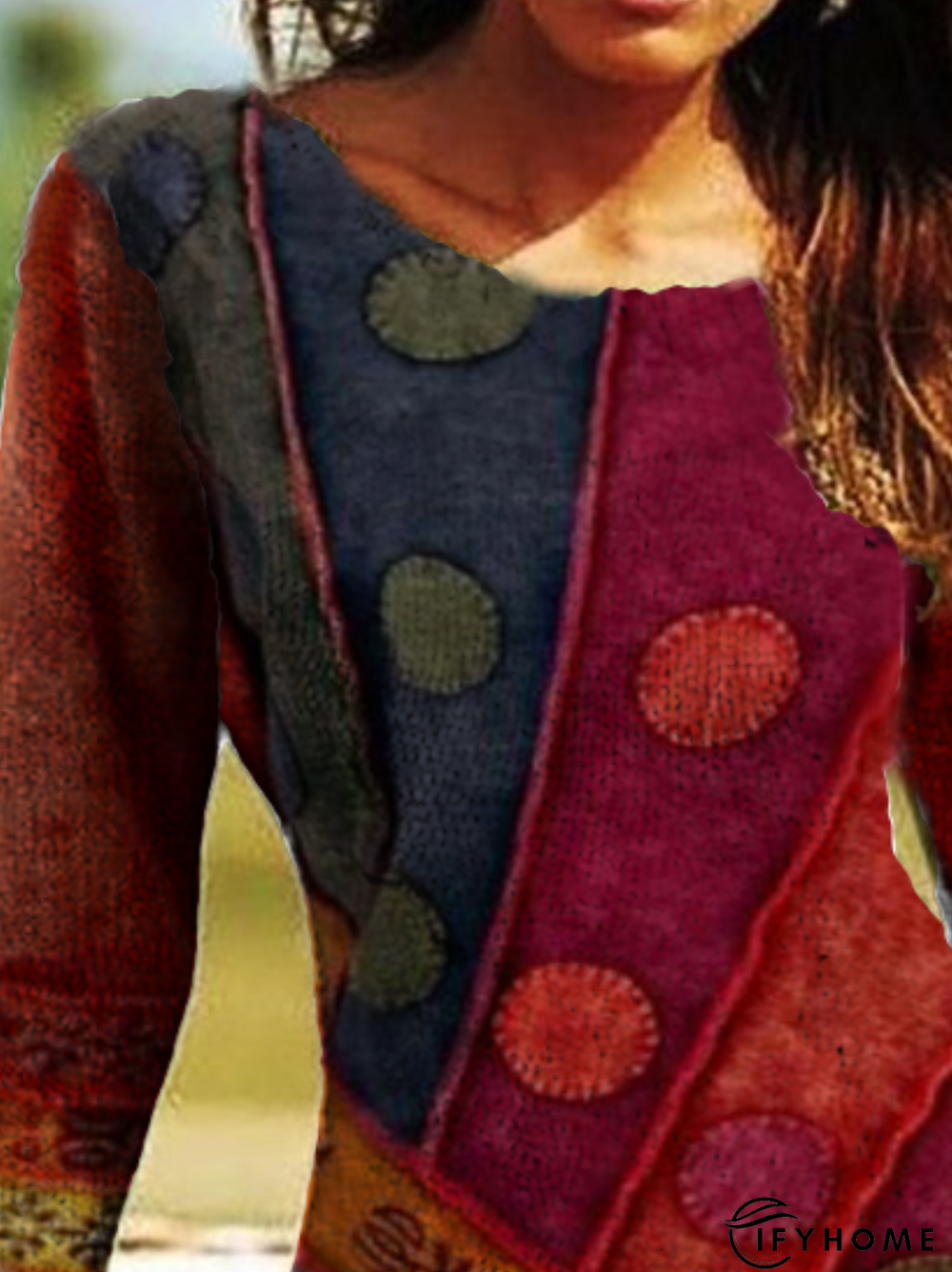 Printed Casual Long Sleeve Tunic Top | IFYHOME