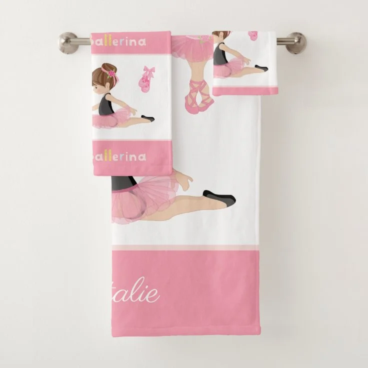 Kids Personalized Little Ballerina Bath Towel Set | Towel16