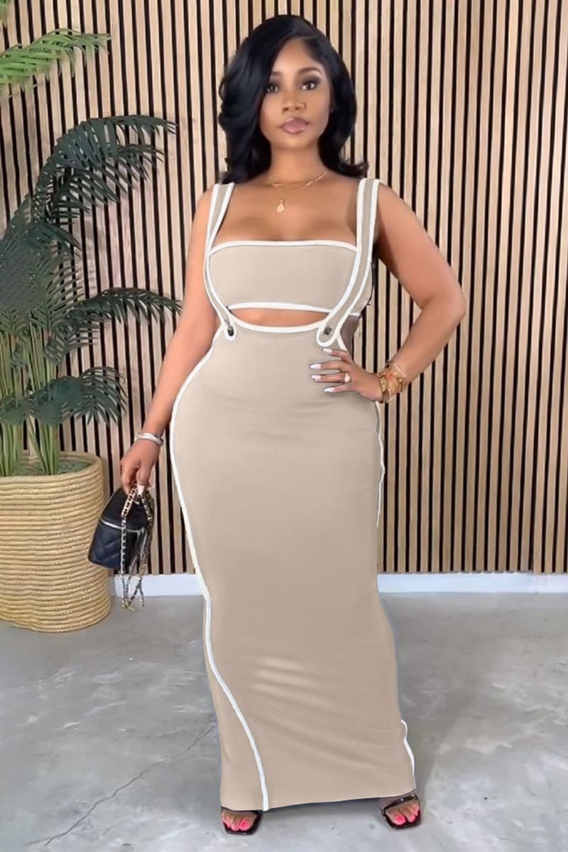 Bright Tube Top High Waist Package Hip Dress Mesh Blouse Three Piece Sets