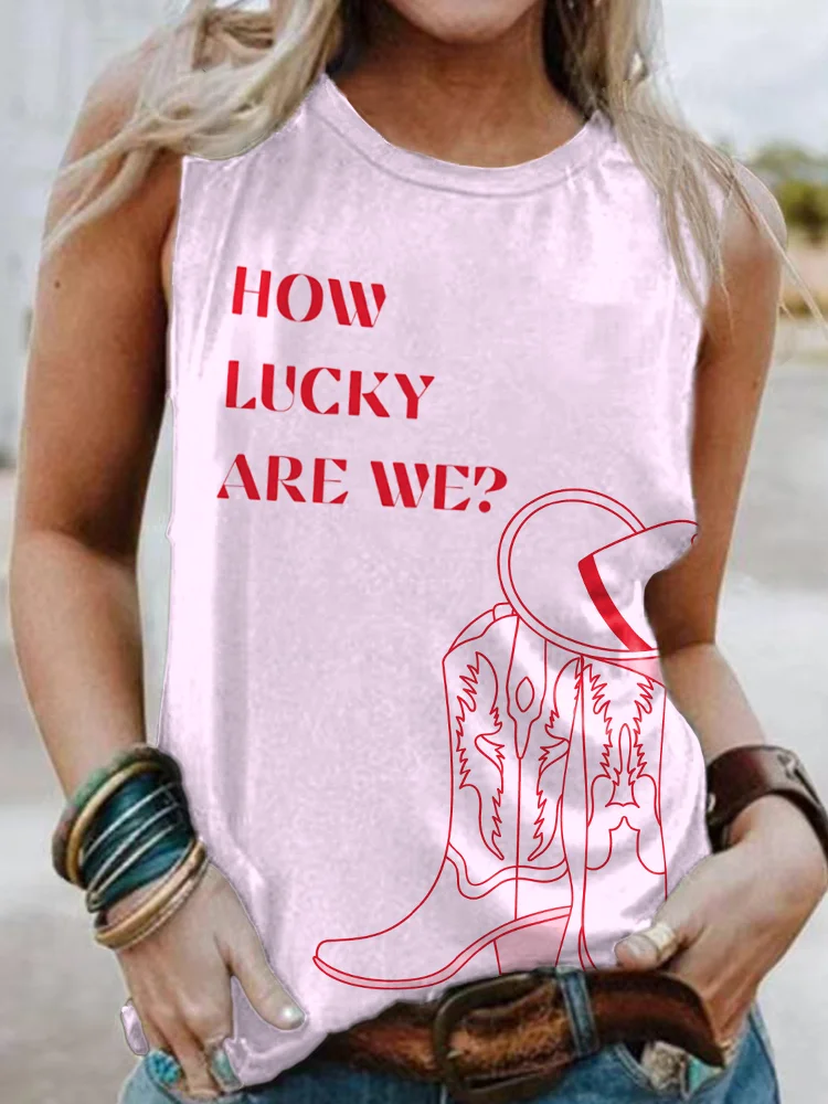 Comstylish Music 28 Lyrics How lucky Are We Print Tank Top