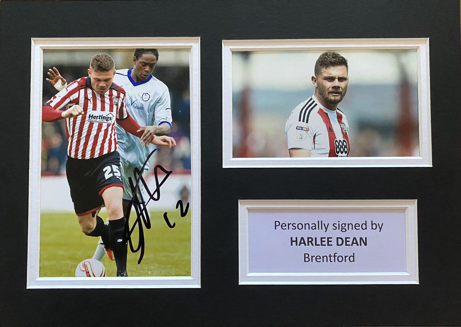 Harlee Dean Hand Signed Brentford Photo Poster painting In A4 Mount Display