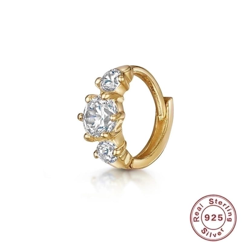 1 Piece 925 Sterling Silver Zircon Round Square Earrings