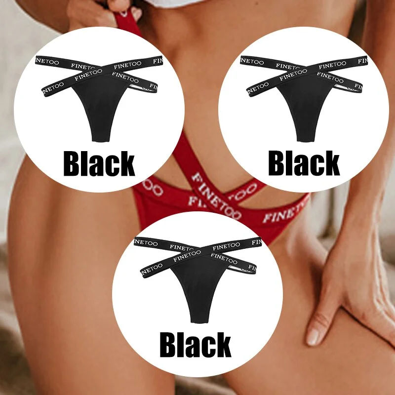 Billionm 3PCS/Set Women Panties Sexy Hollow Thong Underwear Waist Cross Design Solid Color Underpant Female Breathable Lingerie