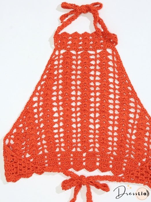 Tie Back Crochet Halter Cover Up Top