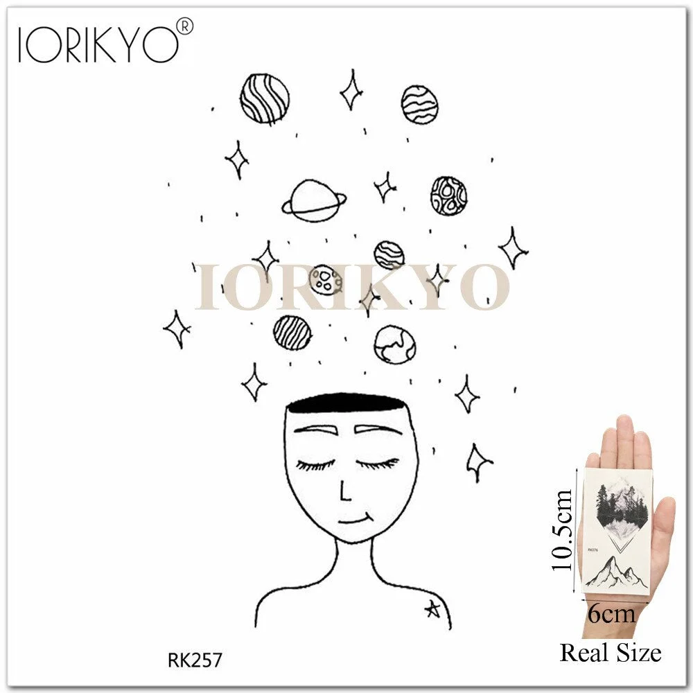 New Black Hummingbird Temporary Tattoo Stickers Women Arm Pencil Sketch Waterproof Tatoos Girls Forearm Birds Fake Tattoo Flower