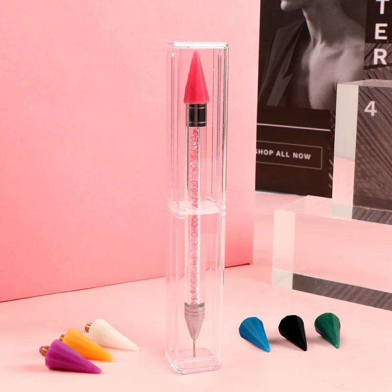 Dual Heads Acrylic Dotting Wax Pen Point Drill Picker Nail Art Studs Dotter