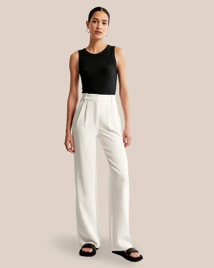 Wide Leg Tailored Pants - Free Shipping
