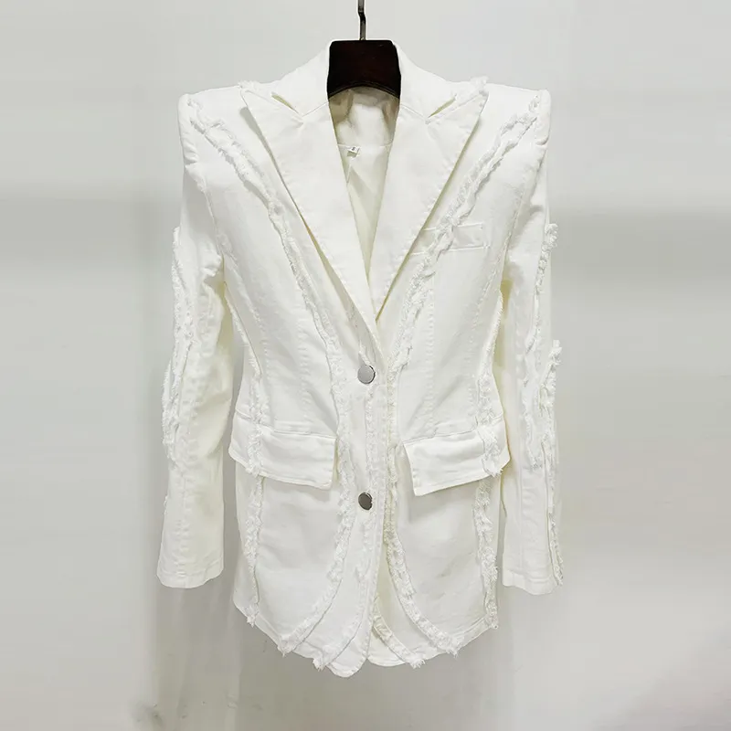 Nigikala Nigikala New Star Fashion Thick Shoulder Pad Tuxedos Denim Jacket Jeans
