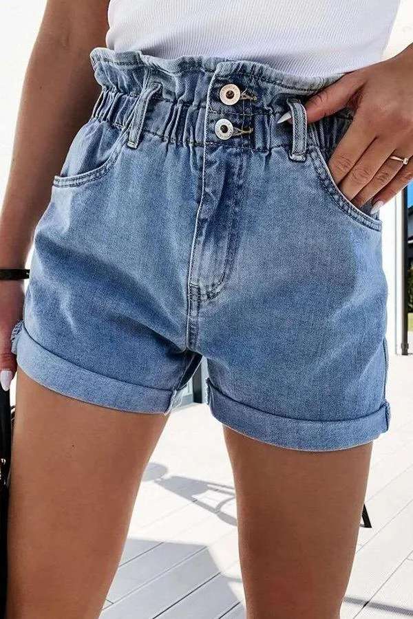 Womens Vintage High Waist Straight Cut Short Jeans-Allyzone-Allyzone