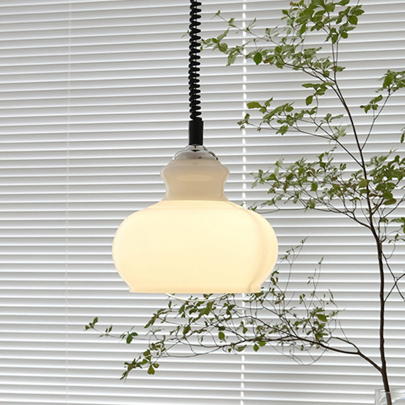 Traditional Vintage Iron Glass Round Gourd-Shaped 1-Light Pendant Light For Dining Room