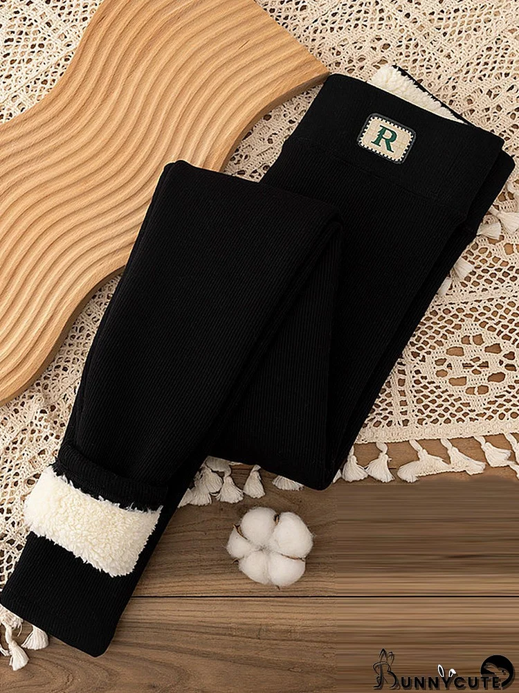 Casual Skinny Keep Warm Solid Color Velvet Leggings