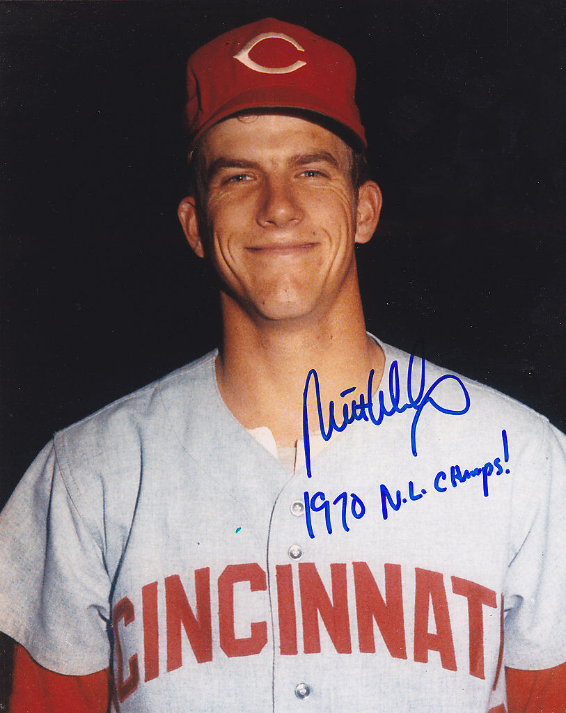 MILT WILCOX CINCINNATI REDS 1970 N.L. CHAMPS ACTION SIGNED 8x10