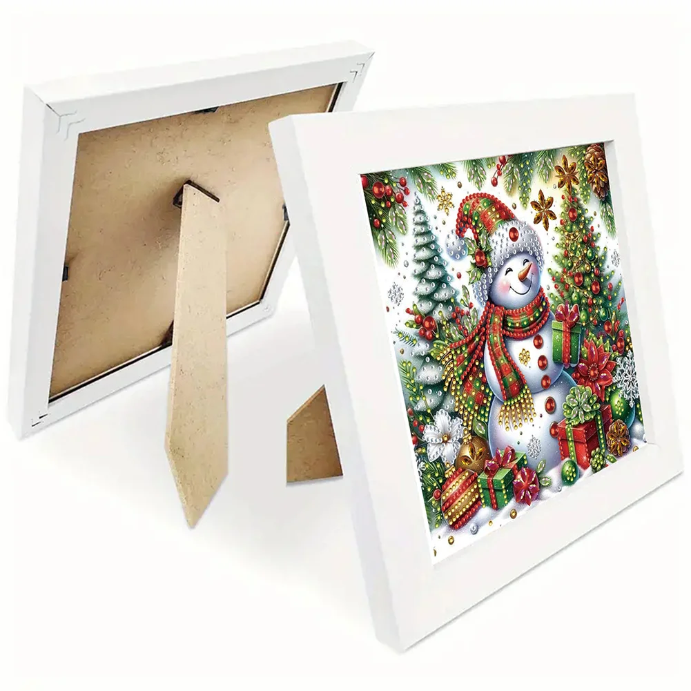 5D DIY Partial Special Shaped Drill Diamond Painting Xmas Snowman Home Kit 19.2x19.2cm【With Frame】