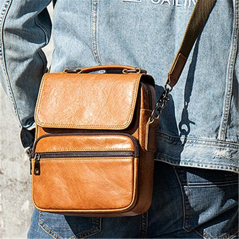 Mens Classic Business Casual Briefcase Handbagas Leather Shoulder Packs